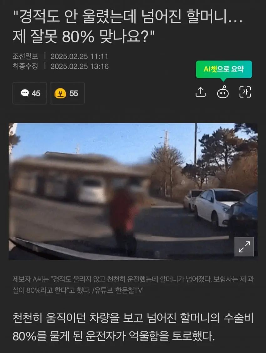 현재 난리난 할머니들 비접촉 교통사고