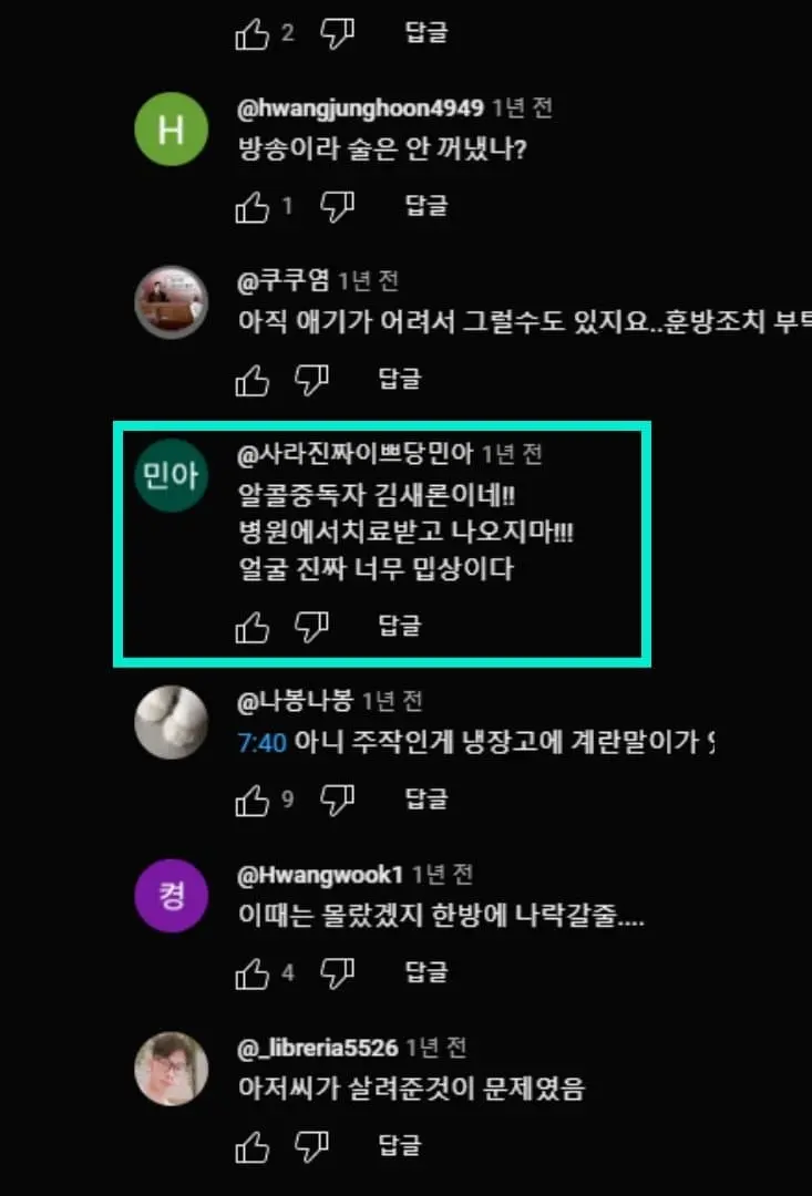 이젠 좀 소름끼친다는 故김새론 유튜브 댓글.JPG