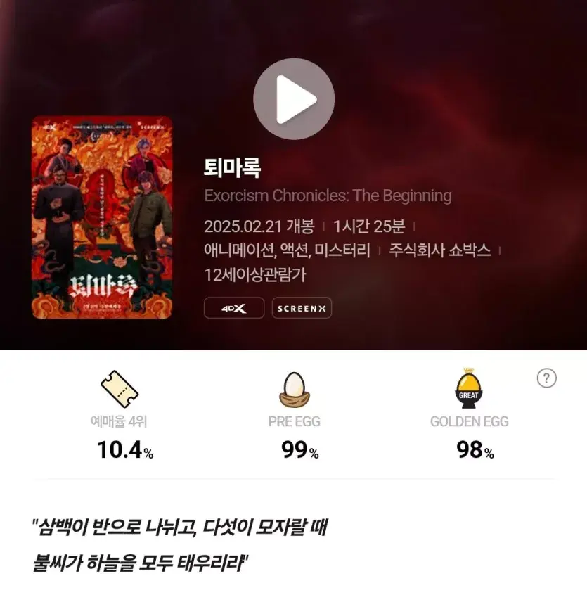 [기타] 	        \"퇴마록\" CGV 골든에그지수