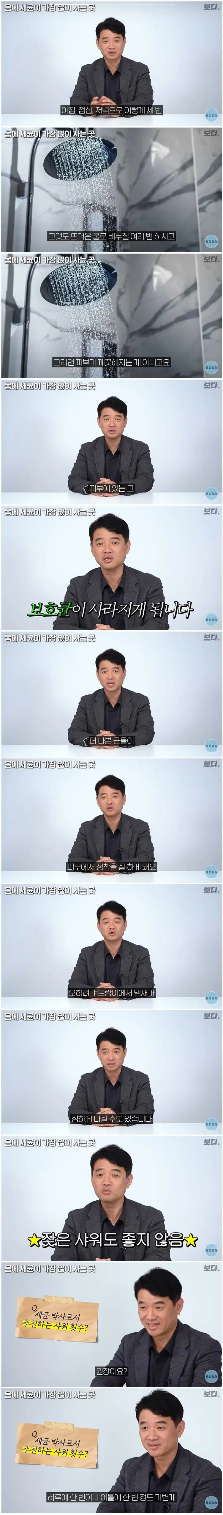 과학자가 권장 하는 하루 샤워 횟수