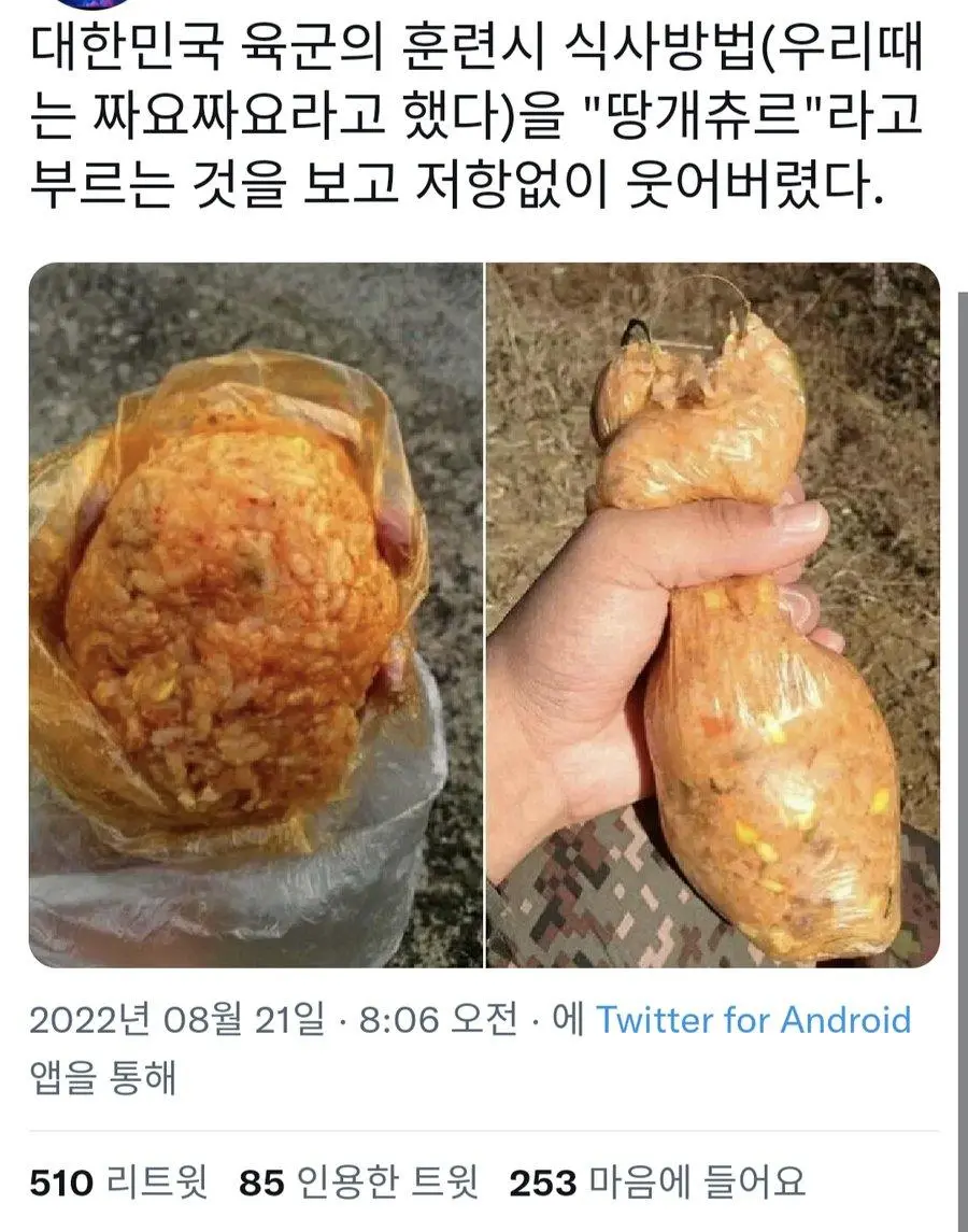 요즘 군대 육군 땅개츄르 식량