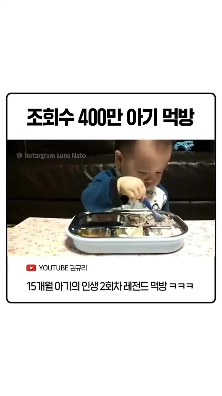 [유머] 	        조회수 400만 찍은 15개월 아기 먹방