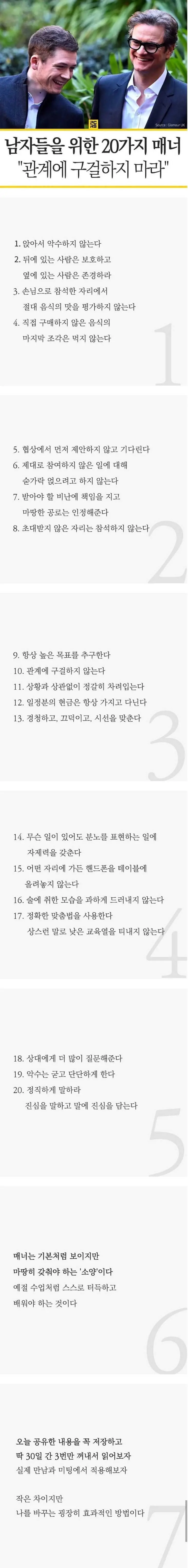 남자들을 위한 20가지 매너 &#034;관계에 구걸하지 마라&#034;